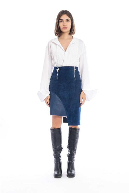 Solennel Blue Skirt Asymmetrical