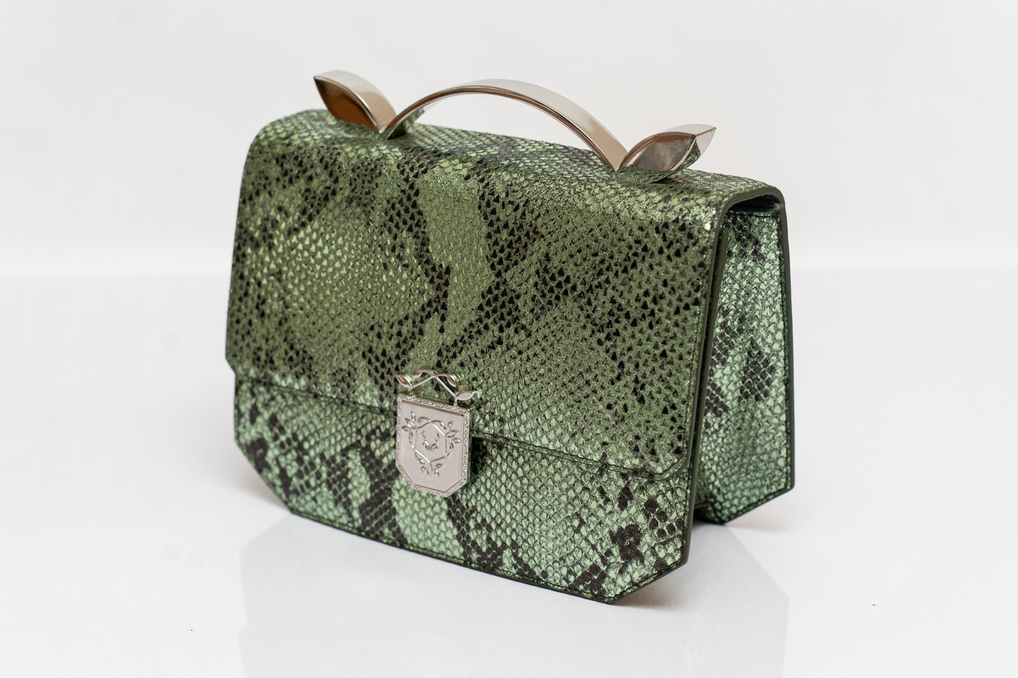 Shimmery Snake pattern shoulder bag - Genuine Italian Leather