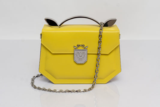 Lemon Yellow puffed leather bag